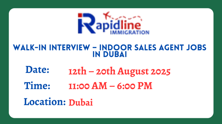Walk-In Interview – Indoor Sales Agent Jobs in Dubai