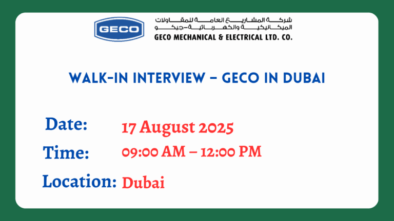 Walk-In Interview – GECO in Dubai