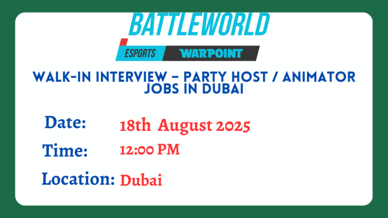 Walk-In Interview – Party Host / Animator Jobs in Dubai