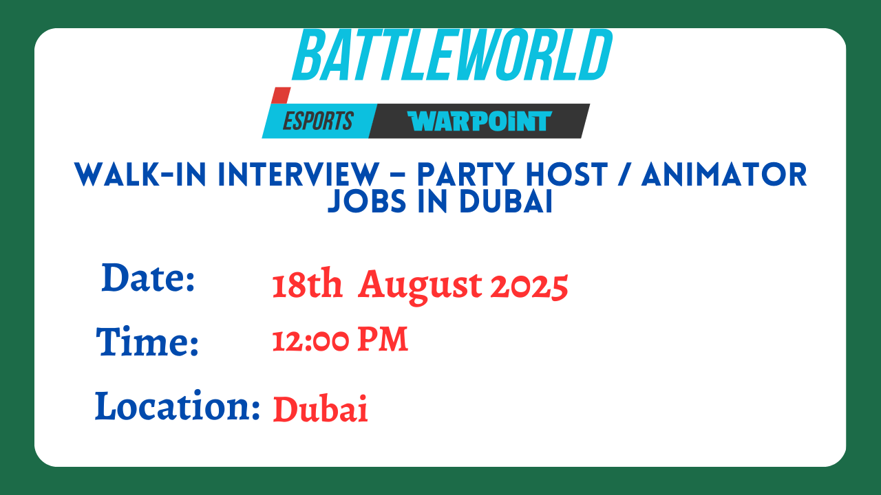 Walk-In Interview – Party Host / Animator Jobs in Dubai